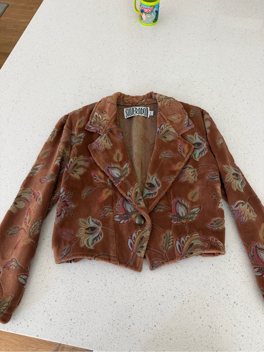 Silverado Rust Floral Velvet Cropped Blazer